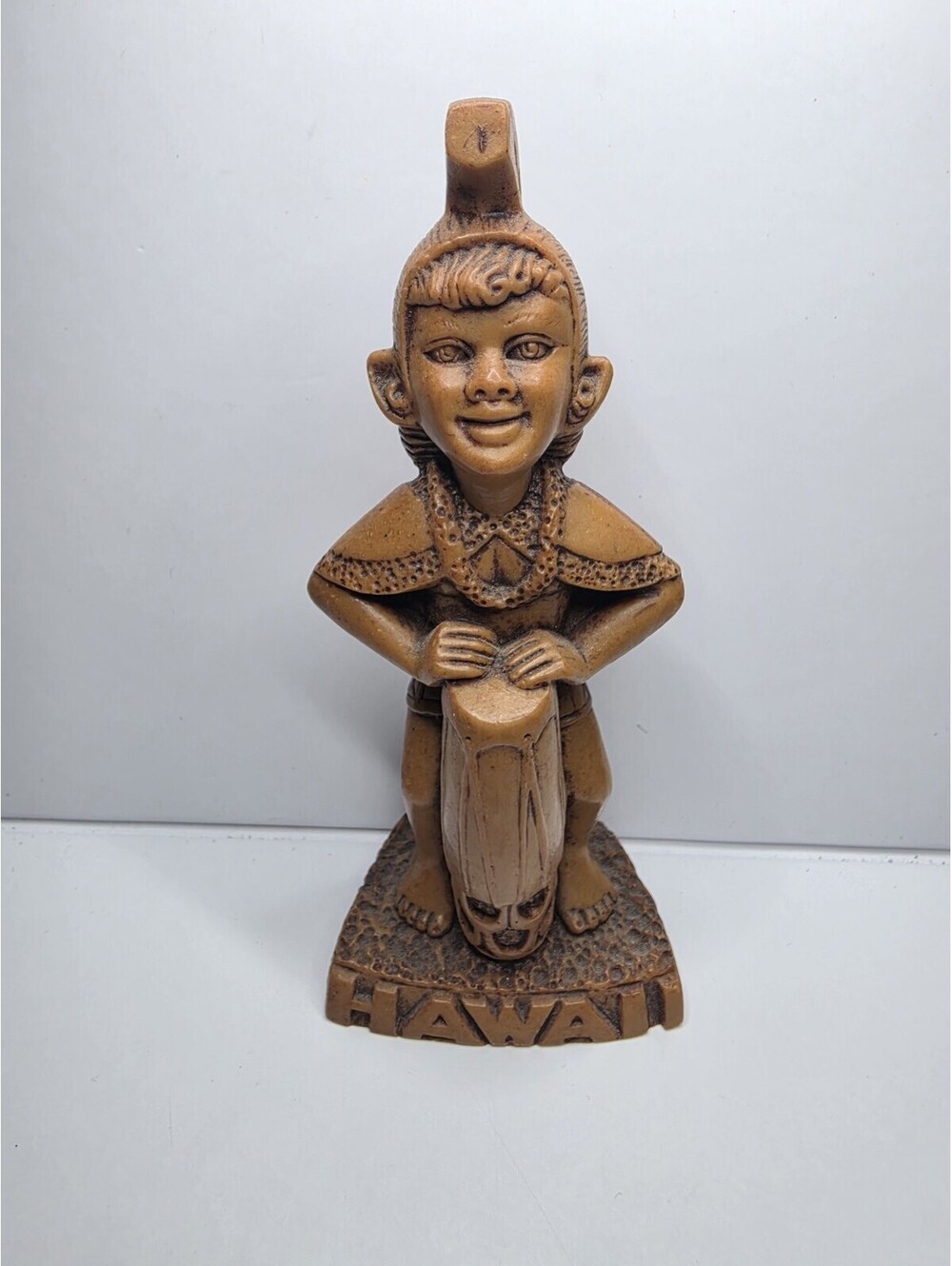 Vintage COCO JOE'S Hawaii Figurine Native Hula Drummer Man Boy 5" Plastic Resin